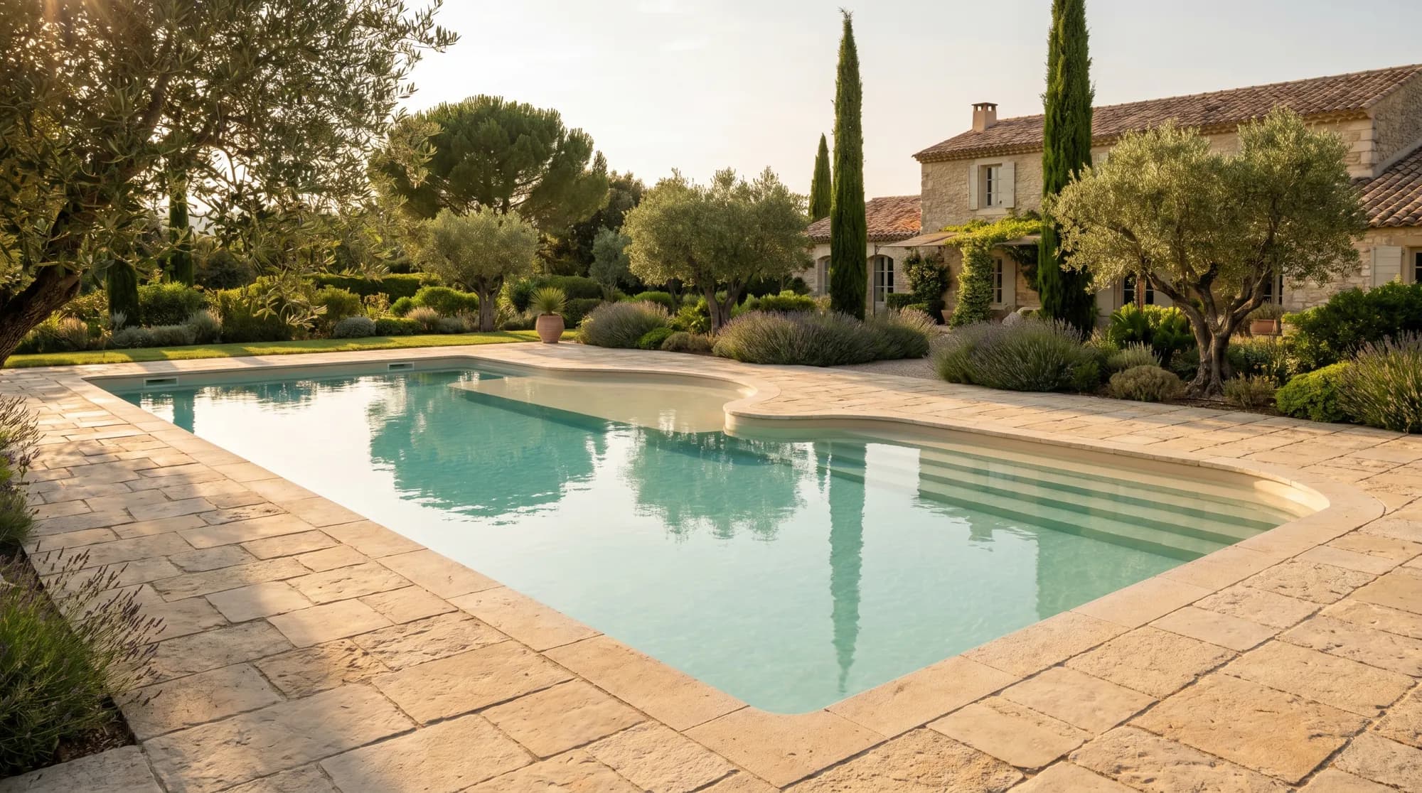 Piscine extérieure en PVC armé, bastide provençale